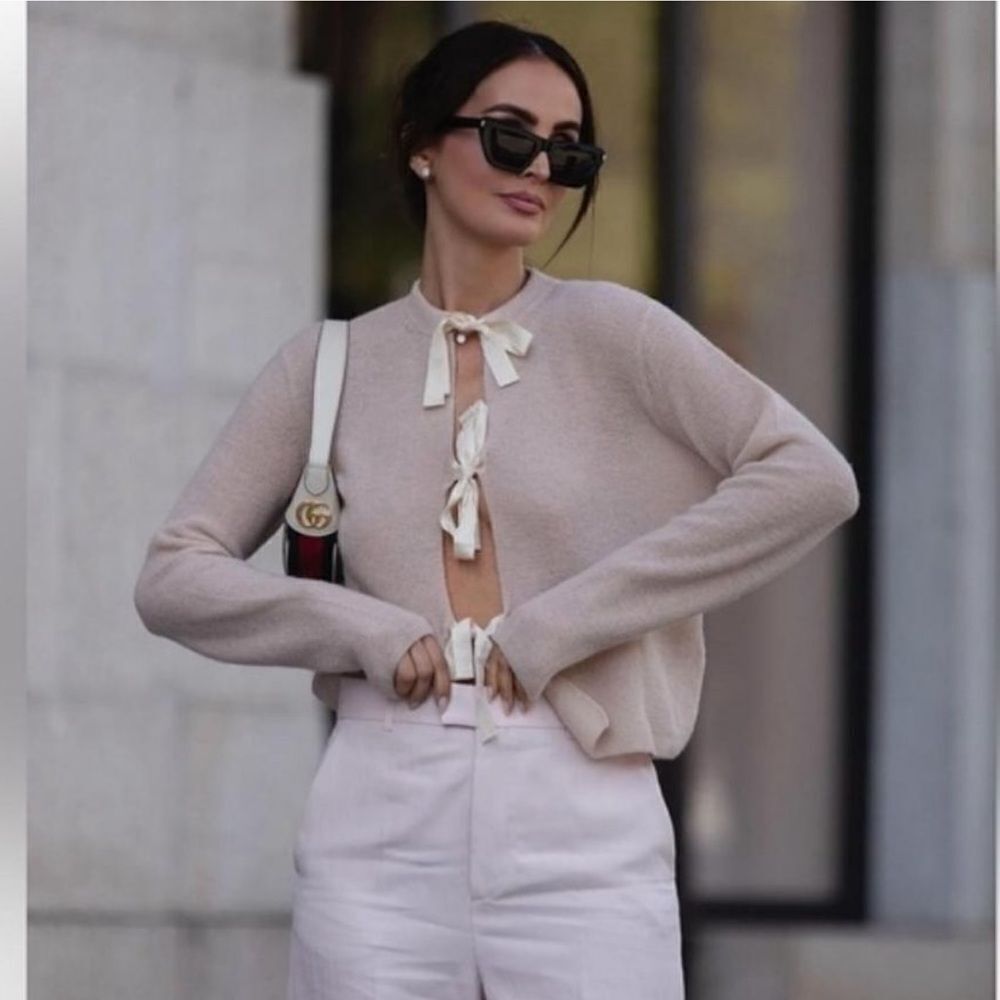 ZARA BOWS KNIT CARDIGAN - Picture 2 of 7